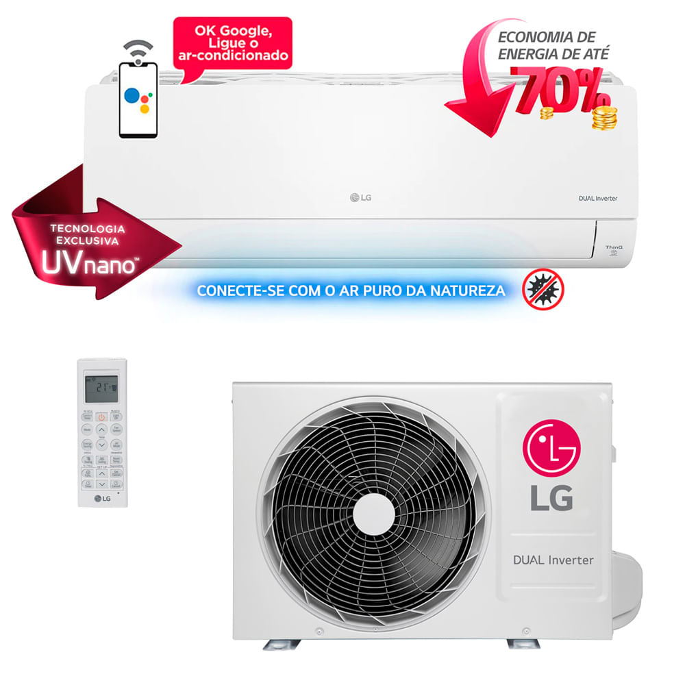 Ar Condicionado Split Hi Wall Lg Dual Inverter Voice Uv Nano 9000 Btu 8674